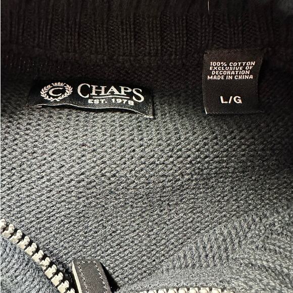 Chaps Ralph Lauren Quarter Zip Sweater Mock Neck Black Winter Snowflake Size L - Picture 3 of 5